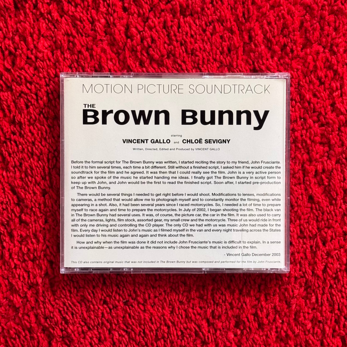 THE BROWN BUNNY (2003) SOUNDTRACK CD